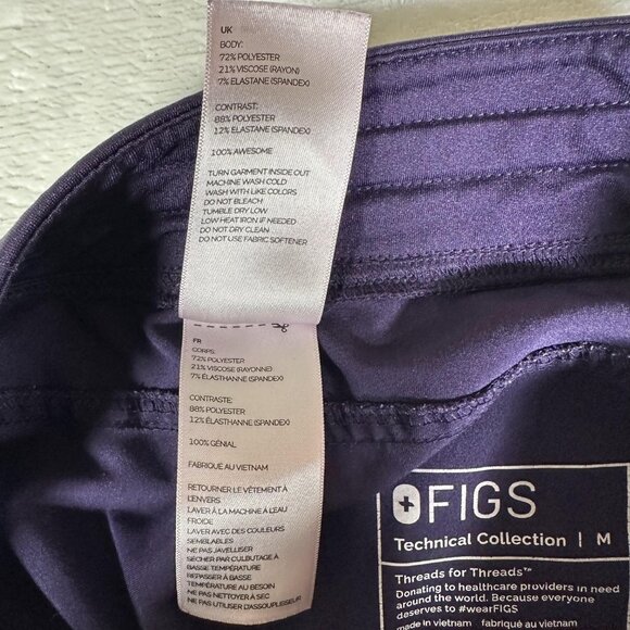 Figs Technical Collection Women Drawstring Scrub Pants Pockets Purple Size M - Picture 9 of 11